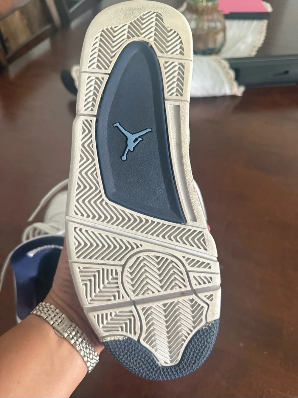 Jordan 4 Carolina blue Men's White Retro Basketball Sneakers